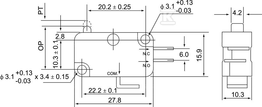 Łącznik miniaturowy popychacz prosty - MSV\100C